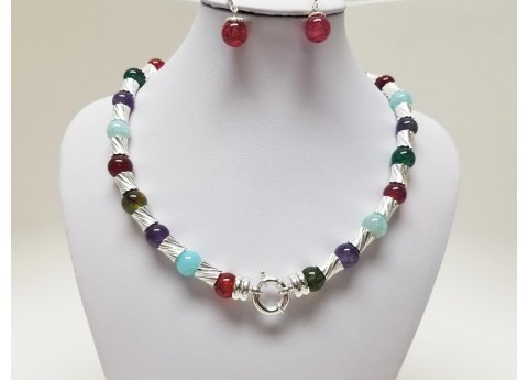 Exclusive 925 Sterling Silver and Natural Stone Set for Women