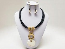 Exclusive Stainless Steel, Leather and Natural Stone Set for Women