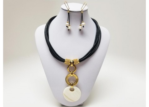 Exclusive Stainless Steel, Leather and Natural Stone Set for Women